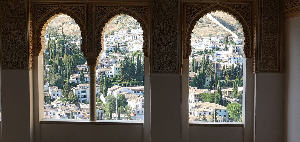 overlooking view over city from arcades